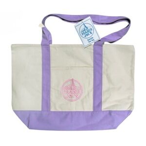 Trader Joe's Mini Lavender and Cream Canvas Tote bag